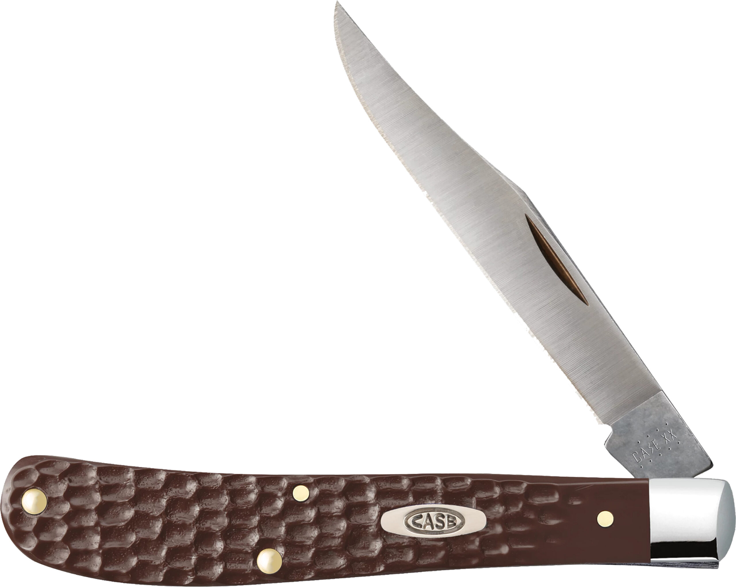 CASE 00135 Slimline Trapper 3.25" Tru-Sharp SS Folding Clip Point Knife, Brown Jigged Synthetic