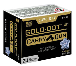 Speer Gold Dot Carry Gun .40 S&W 165 Gr Hollow Point 20-Round Box Nickel-Plated Brass