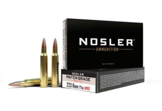 Nosler BT Match .223 Rem 77gr HPBT Ammunition, Brass, 20 Rounds