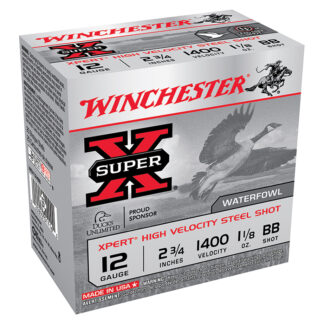 Winchester Super-X 12 Gauge 2.75 in #BB Steel Shot High Velocity, 1-1/8 oz, 25 Rounds