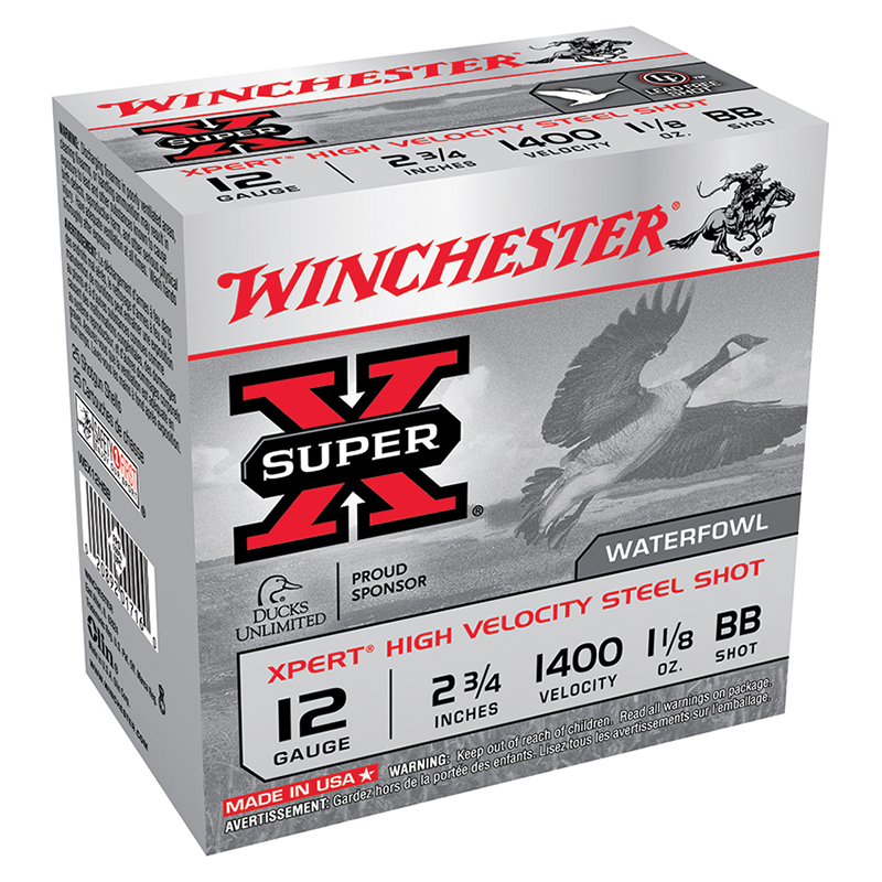 Winchester Super-X 12 Gauge 2.75 in #BB Steel Shot High Velocity, 1-1/8 oz, 25 Rounds