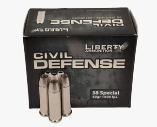 Liberty Civil Defense .38 Special 50 Grain Copper Monolithic Fragmenting Hollow Point (20 Rounds)