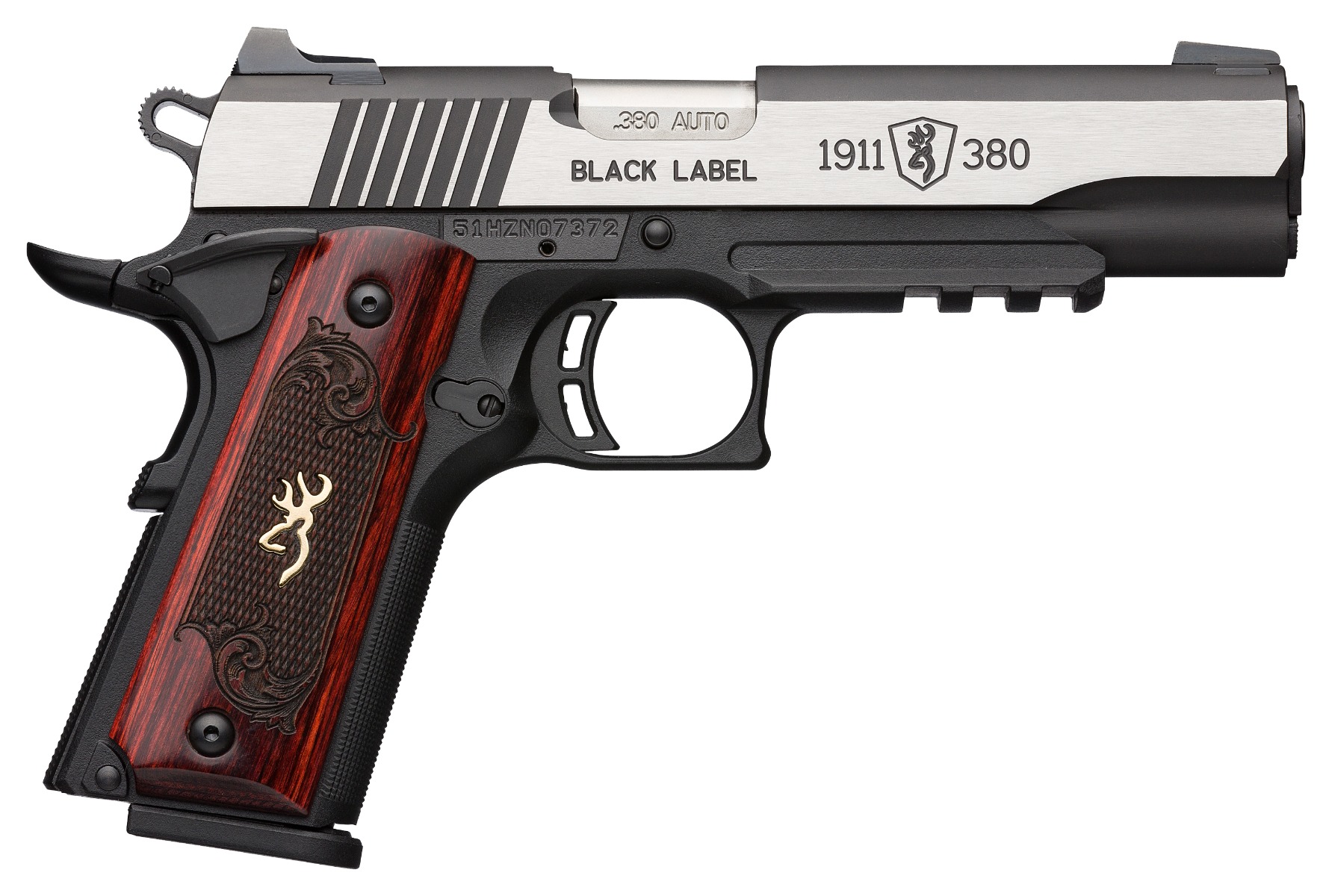 Browning 1911-380 .380 ACP Single Action 4.25 in Barrel 8+1 Rounds Matte Black/Silver