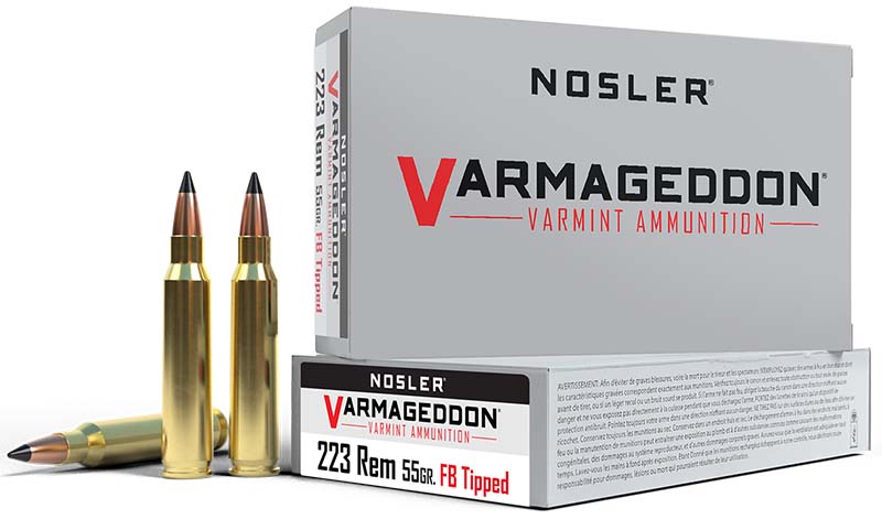 Nosler Varmageddon .223 Rem/5.56 NATO 55gr VarGuard Flat Base Tip (FBT) Ammo, 20 Rounds