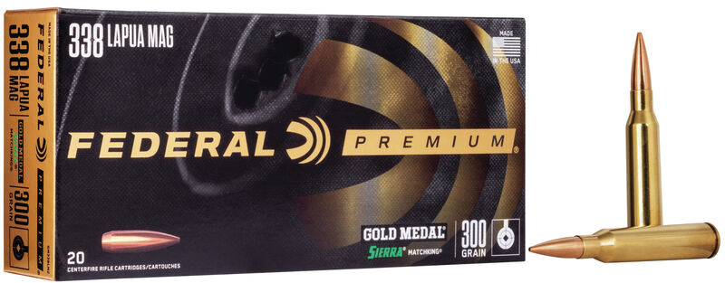 Federal Premium Gold Medal .338 Lapua Magnum 300 gr Sierra Matchking BTHP Ammo
