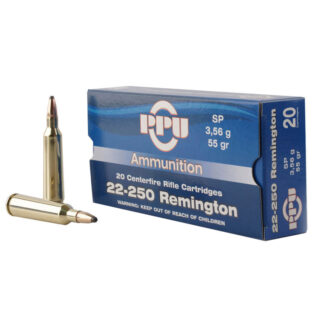 PPU PP22250 .22-250 Remington 55 gr Soft Point, 20 Rounds