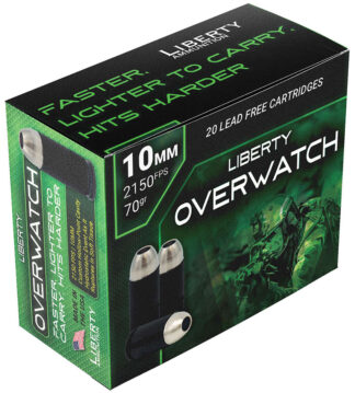 Liberty OverWatch 10mm Auto 70 Gr Rupturing Copper Hollow Point, 20 Rounds Per Box