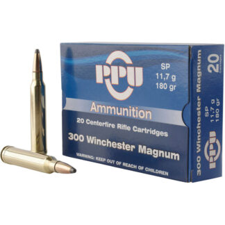 PPU .300 Winchester Magnum 180 gr Soft Point, Standard Rifle, 20 Rounds Per Box