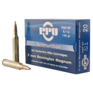 Prvi Partizan 7mm Remington Magnum 140 gr Pointed Soft Point Boat Tail, 20 Rounds