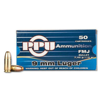 PPU PPH9F1 9mm Luger 115 gr FMJ, 50 Rounds