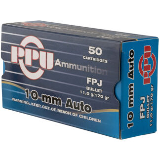 PPU 10mm Auto 170 gr Flat Point Jacketed 50 Rounds