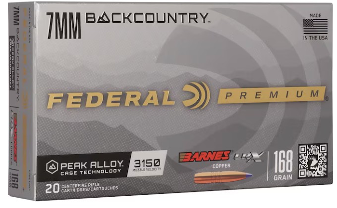 Federal Ammunition BackCountry 7mm 168gr Barnes LRX Copper 20 Rounds