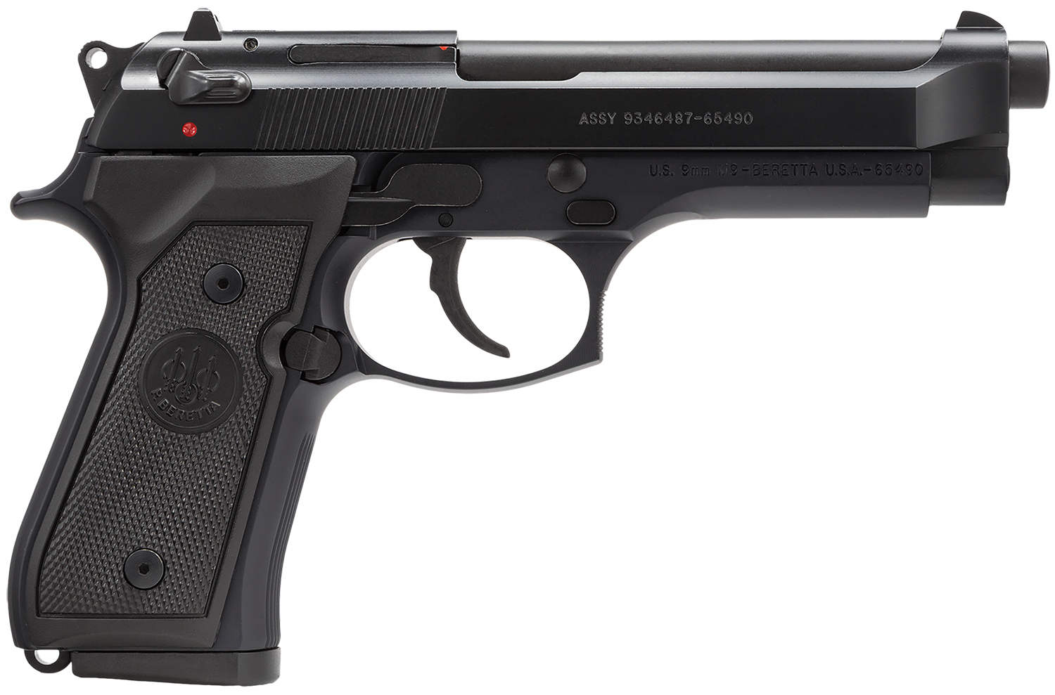 Beretta M9 9mm Semi-Auto Pistol, 4.9 in Barrel, 10+1 Rounds, Black Bruniton