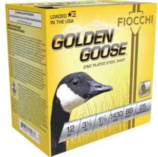 Fiocchi Golden Goose 12 Gauge 3.5 in 1-5/8 oz #BB Steel Shot 25 Rounds/Box