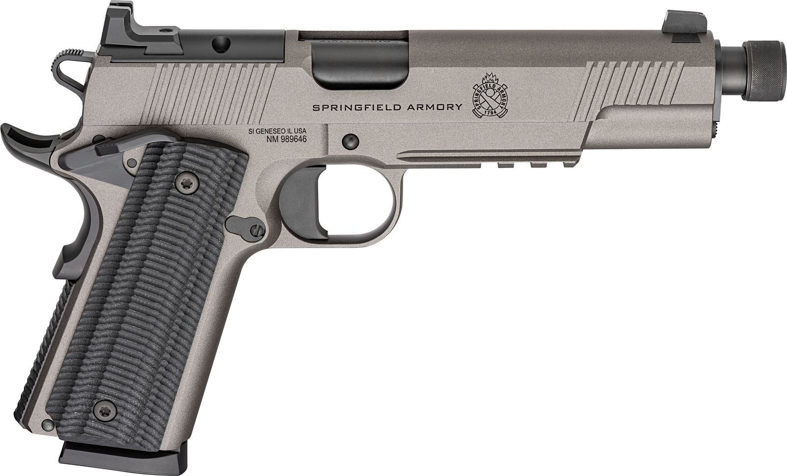 Springfield Armory 1911 Operator AOS .45 ACP Single Action 5.75 in Threaded Barrel, Tungsten Gray