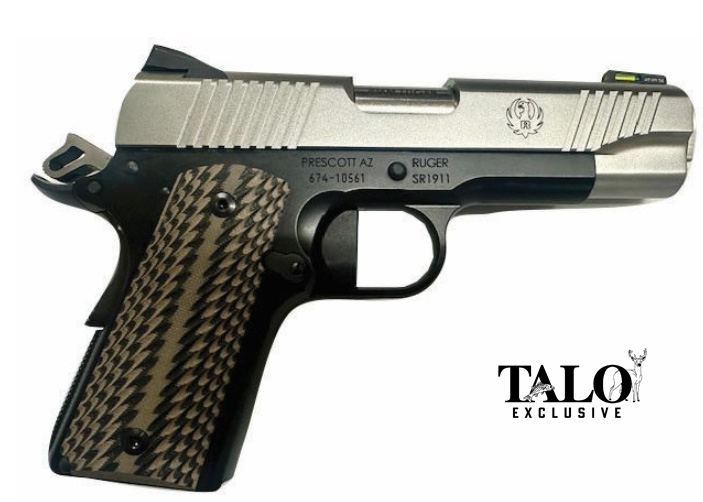 Ruger SR1911 CCO 9mm 4.25 in Barrel 7 Rounds Stainless/Black G10 Tritium Night Sights