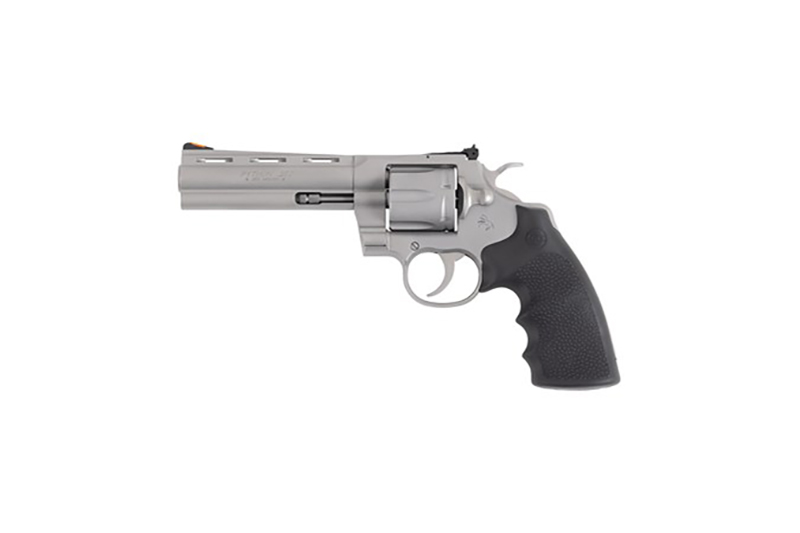 Colt Python .357 Magnum 5 in Stainless Revolver with Matte Black Hogue Grips, 6 Rounds
