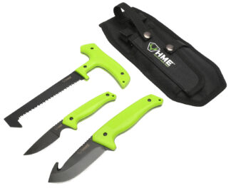 HME KN3PFK 3-Piece Field Dress Kit 420HC Fixed Blades, Black Oxide, Thermoplastic Rubber Handles