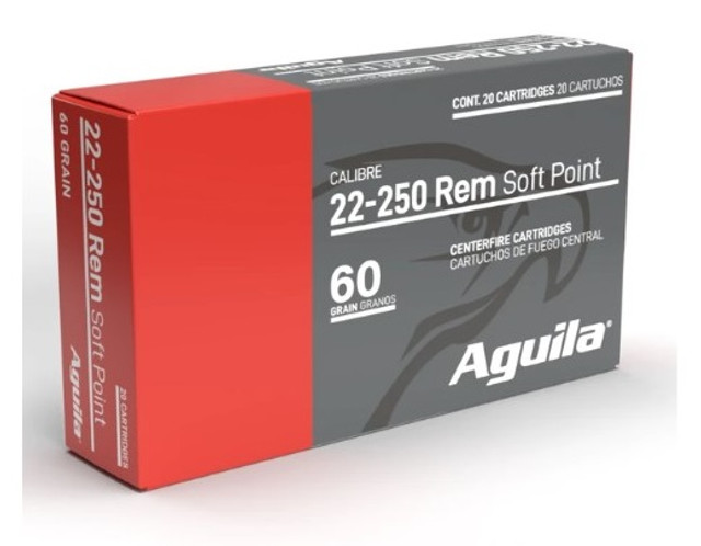 Aguila .22-250 Rem Soft Point Ammo, 20 Rounds Per Box