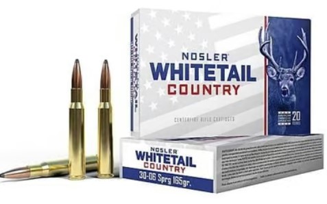 Nosler Whitetail Country .30-06 Springfield 165 Grain Solid Base Spitzer Point (SB SP) Ammo, 20 Rounds