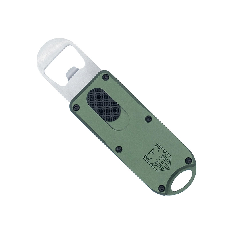 Cobratec Knives CobraTec Bottle Opener OTF Automatic Green with Lanyard