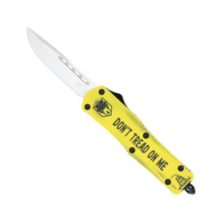CobraTec Don't Tread on Me OTF Knife, 3 in D2 Steel Blade, 6.7 in Overall, Yellow Handle