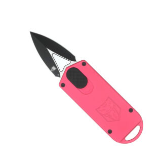 Cobratec Knives SELF DEF DAG OTF 1.9375 in D2 Steel Automatic Knife, 2-Tone ASP Red/Pink