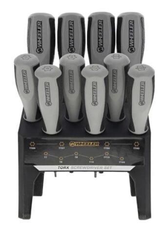 Wheeler Engineering Torx Benchtop Screwdriver Set, 10-Piece, Black/Grey