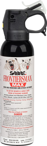 Sabre Frontiersman Bear/Mountain Lion Pepper Spray 7.9 oz Canister, 40 ft Effective Range
