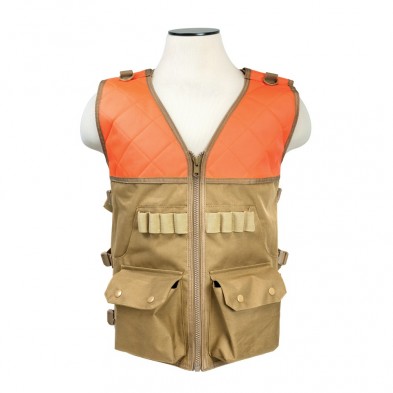 NCStar VISM Hunting Vest Blaze Orange/Tan, Shotshell Loops, Large Game Pouch
