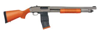Mossberg 590M Pro 12 Gauge Pump Shotgun, 18.5 in Barrel, 10+1, Orange/Grey Synthetic