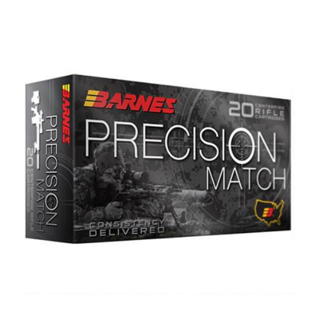 Barnes Precision Match .300 Winchester Magnum 220 Grain Open Tip Match (OTM) Boat Tail, 20 Rounds/Box