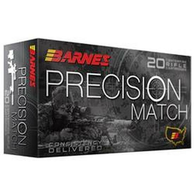Barnes Precision Match .338 Lapua Magnum 300 Grain OTM-BT Ammo, 20 Rounds