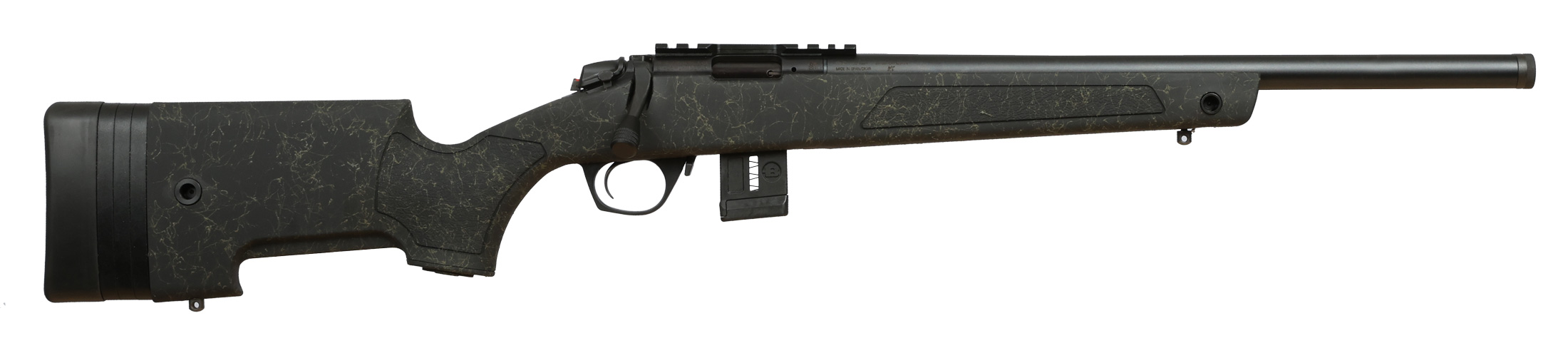 Bergara BMR-X .22 LR Bolt Action 18 in Threaded Barrel, 10+1 Rounds, Black/Green Synthetic Stock