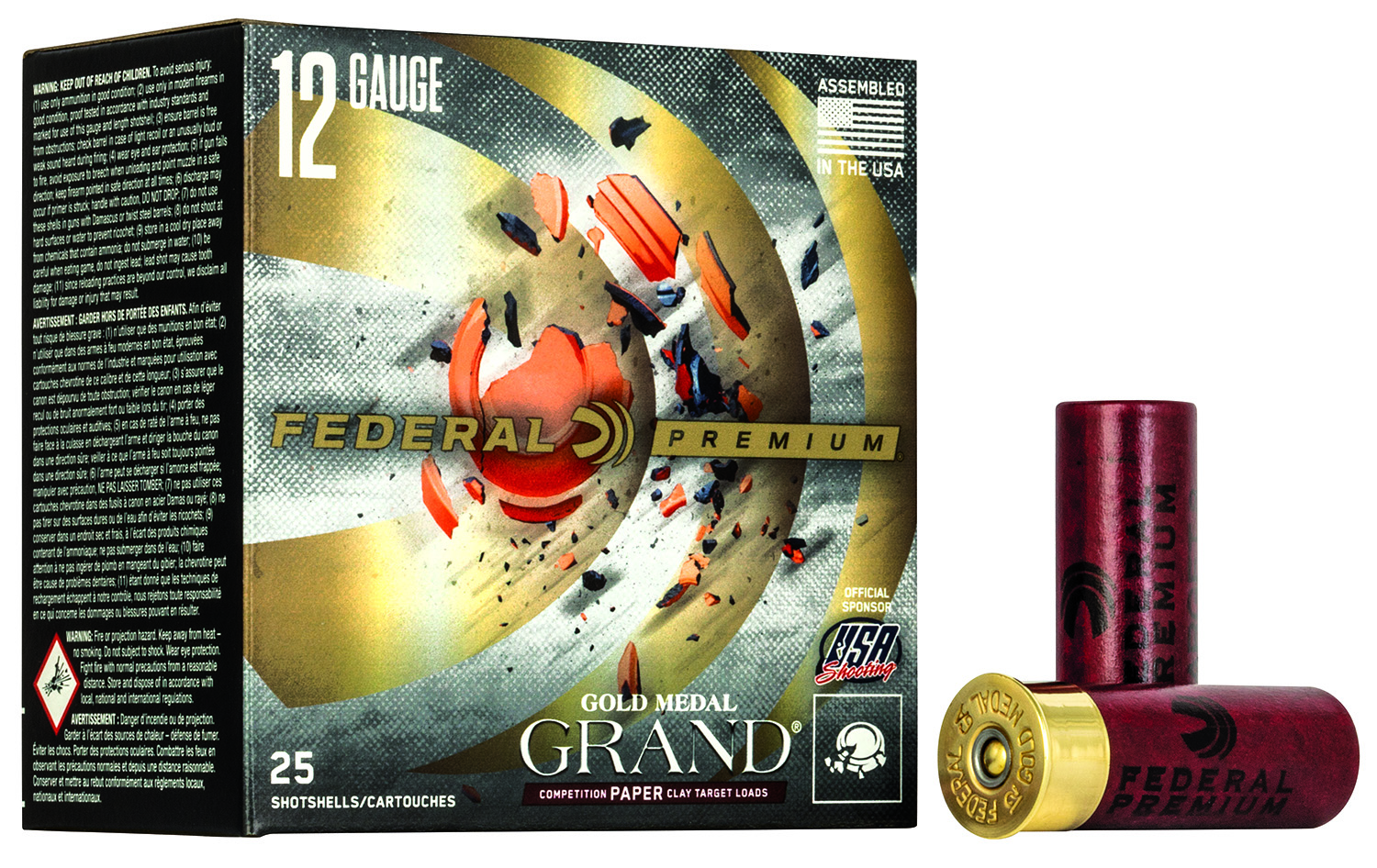 Federal Premium Gold Medal Paper 12 Gauge 2-3/4 in #7.5 Lead Shotshell, 25 Rounds Per Box