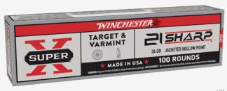 Winchester Super-X .21 Sharp 34 Grain JHP 100-Round Box