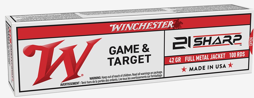 Winchester USA .21 Sharp 42gr FMJ Ammo - 100 Count Box