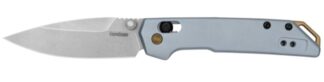 Kershaw Mini Iridium 3 in D2 Steel Spear Point Pocket Knife, Ice Blue Aluminum Handle