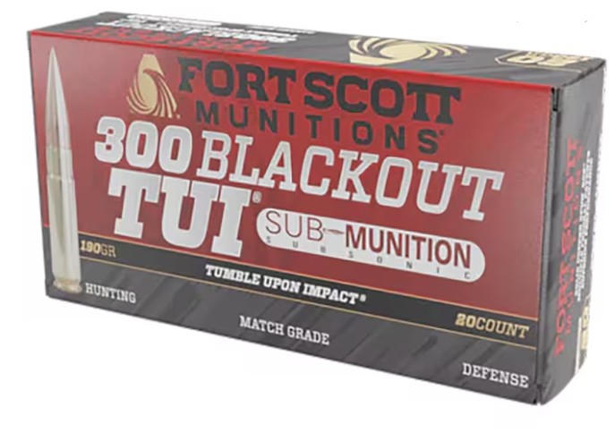 Fort Scott Munitions .300 AAC Blackout 190 Grain TUI Solid Copper 20 Rounds