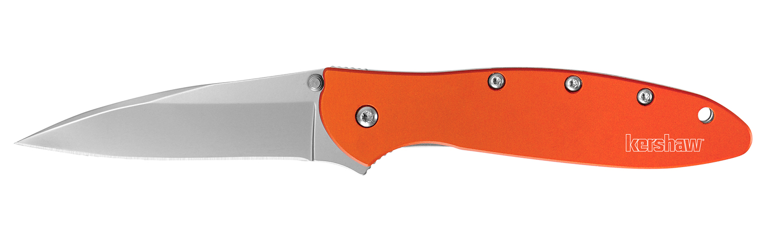 Kershaw Leek 1660OR 3" Drop Point Folding Knife, 14C28N Steel Blade, Orange Anodized Aluminum