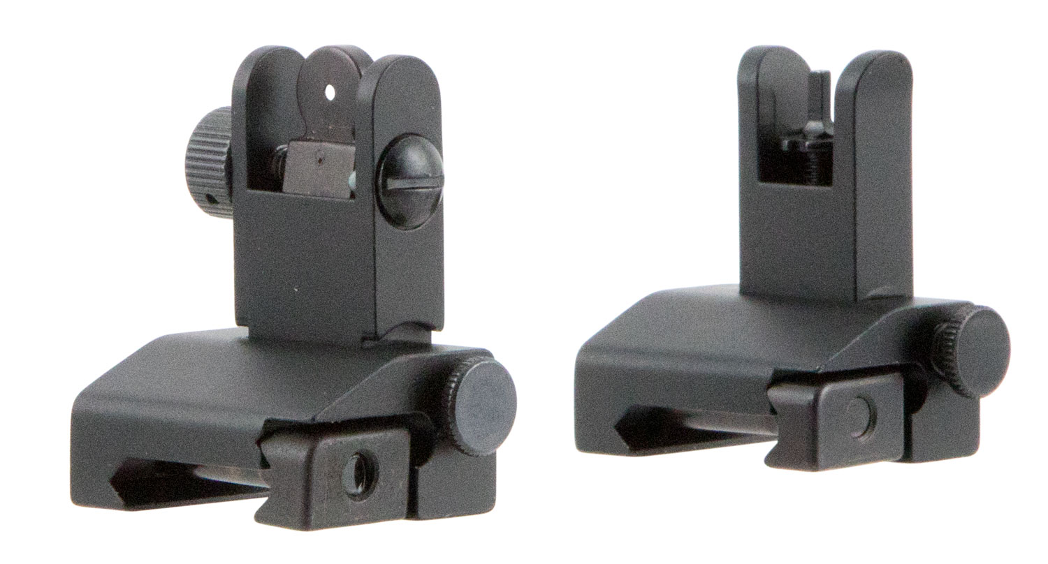 TacFire IS002 Same-Plane Flip Up Iron Sights, Front/Rear Set, Black Anodized