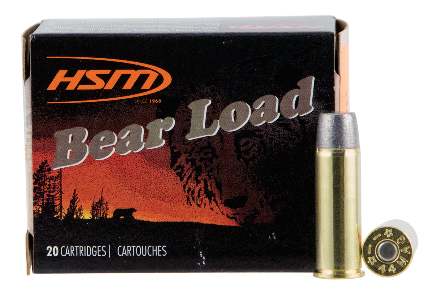 HSM Bear Load .44 Magnum 305gr Wide Flat Nose (WFN) Gas-Checked Brass, 20-Round Box