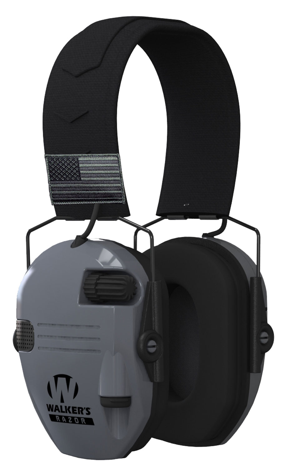 Walkers Razor Patriot 23 dB Electronic Earmuff Over the Head, Gray Polymer