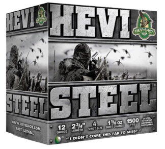 Hevishot HEVI-Steel 12 Gauge 2.75 in #4 Shot 1 1/8 oz 25 Rounds Per Box