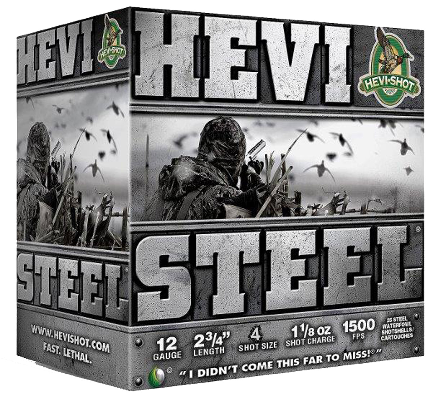 Hevishot HEVI-Steel 12 Gauge 2.75 in #4 Shot 1 1/8 oz 25 Rounds Per Box