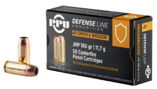 PPU PPD40 .40 S&W 180 Gr JHP Defense 50 Rounds Per Box