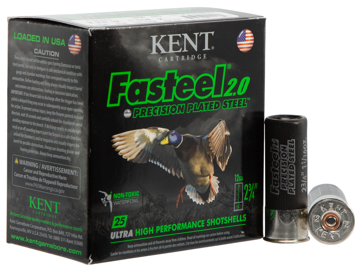 Kent Cartridge Fasteel 2.0 12 Gauge 2.75 in 2 Shot Steel 1 1/16 oz, 25 Rounds