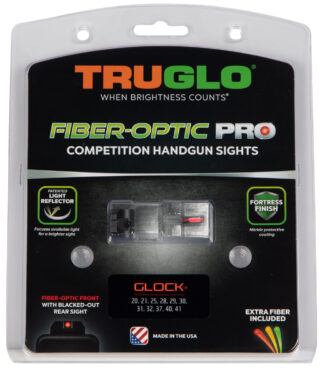 TruGlo TG132G2 Fiber-Optic Pro  Red/Fiber Optic Front Sight-Black/Blank Rear Sight Glock 20/21