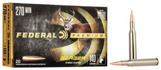 Federal Premium .270 Winchester 140 gr Berger Hybrid Hunter Rifle Ammo, 20 Rounds Per Box