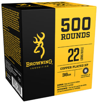 Browning Ammo B194122000 BPR Performance Rimfire  22 LR 36 gr Plated Hollow Point 500 Per Box/ 4 Cs